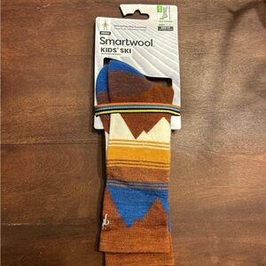 Smartwool Kids' Ski Socks - Brown, Blue, and Yellow